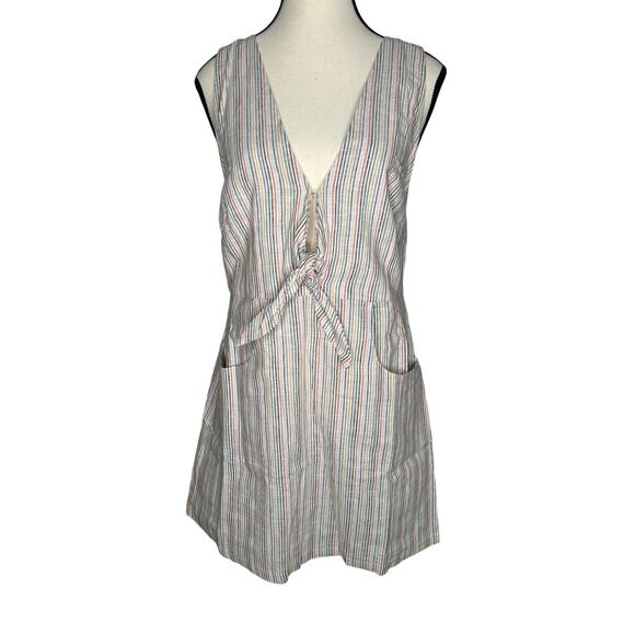 OLIVACEOUS Striped Overall Linen Dress - Picture 1 of 12